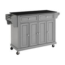 Load image into Gallery viewer, Full Size Grey Kitchen Cart with Solid Black Granite Top Sturdy Casters - Kitchen Furniture Company