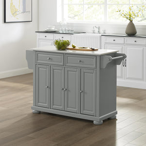 Gray Kitchen Island with Granite Top Three Adjustable Shelves 30205AGY - Kitchen Furniture Company