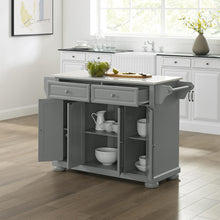 Load image into Gallery viewer, Gray Kitchen Island with Granite Top Three Adjustable Shelves 30205AGY - Kitchen Furniture Company