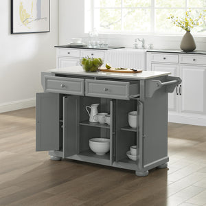 Gray Kitchen Island with Granite Top Three Adjustable Shelves 30205AGY - Kitchen Furniture Company