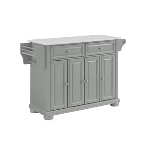 Gray Kitchen Island with Granite Top Three Adjustable Shelves 30205AGY - Kitchen Furniture Company