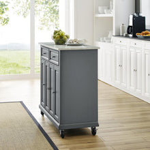 Load image into Gallery viewer, Gray Kitchen Cart with Paper Marble Finish Sturdy Caster&#39;s KF30043EGY - Kitchen Furniture Company