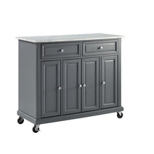 Load image into Gallery viewer, Gray Kitchen Cart with Paper Marble Finish Sturdy Caster&#39;s KF30043EGY - Kitchen Furniture Company