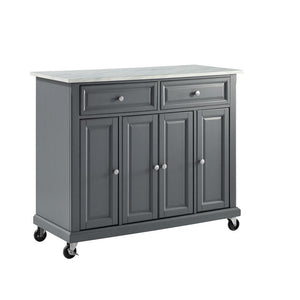 Gray Kitchen Cart with Paper Marble Finish Sturdy Caster's KF30043EGY - Kitchen Furniture Company