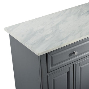 Gray Kitchen Cart with Paper Marble Finish Sturdy Caster's KF30043EGY - Kitchen Furniture Company