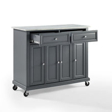 Load image into Gallery viewer, Gray Kitchen Cart with Paper Marble Finish Sturdy Caster&#39;s KF30043EGY - Kitchen Furniture Company