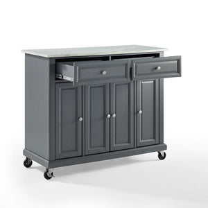 Gray Kitchen Cart with Paper Marble Finish Sturdy Caster's KF30043EGY - Kitchen Furniture Company