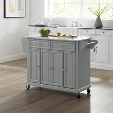Load image into Gallery viewer, Full Size Gray Kitchen Cart with White Granite Top Sturdy Casters - Kitchen Furniture Company