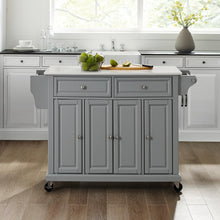 Load image into Gallery viewer, Full Size Gray Kitchen Cart with White Granite Top Sturdy Casters - Kitchen Furniture Company