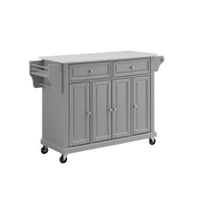 Load image into Gallery viewer, Full Size Gray Kitchen Cart with White Granite Top Sturdy Casters - Kitchen Furniture Company