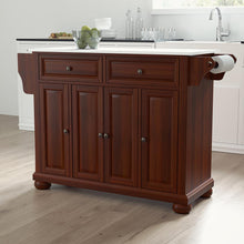 Load image into Gallery viewer, Alexandria Mahogany Full Size Kitchen Island/Cart with White Granite Top - Kitchen Furniture Company