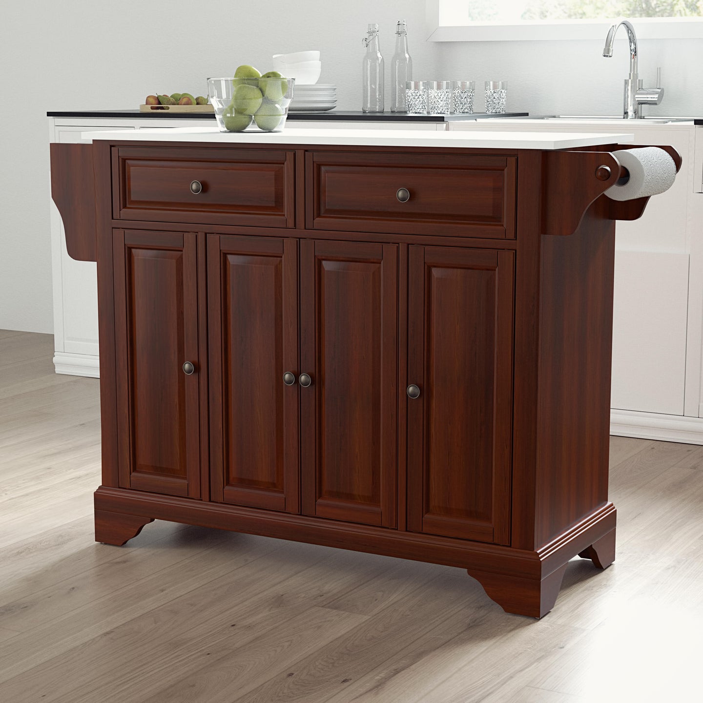 Lafayette Mahogany Full Size Kitchen Island/Cart with Granite Top - Kitchen Furniture Company