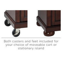 Load image into Gallery viewer, Alexandria Mahogany Portable Kitchen Cart/Island with Granite Top - Kitchen Furniture Company