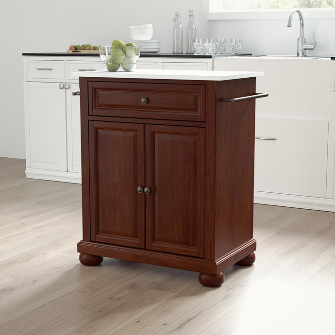 Alexandria Mahogany Portable Kitchen Cart/Island with Granite Top - Kitchen Furniture Company