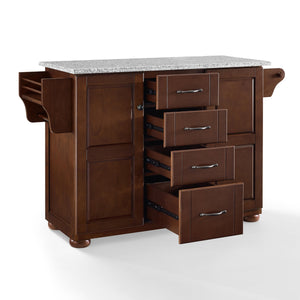 Eleanor Mahogany Kitchen Island with Ample Storage and Granite Top - Kitchen Furniture Company