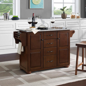 Eleanor Mahogany Kitchen Island with Ample Storage and Granite Top - Kitchen Furniture Company