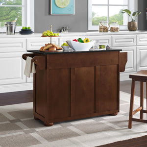 Eleanor Mahogany Kitchen Island with Ample Storage and Black Granite Top - Kitchen Furniture Company