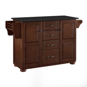 Eleanor Mahogany Kitchen Island with Ample Storage and Black Granite Top - Kitchen Furniture Company