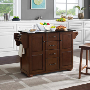 Eleanor Mahogany Kitchen Island with Ample Storage and Black Granite Top - Kitchen Furniture Company