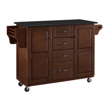 Load image into Gallery viewer, Rolling Eleanor Mahogany Kitchen Island with Ample Storage and Black Granite Top - Kitchen Furniture Company