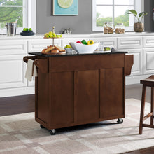 Load image into Gallery viewer, Rolling Eleanor Mahogany Kitchen Island with Ample Storage and Black Granite Top - Kitchen Furniture Company