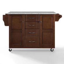 Load image into Gallery viewer, Rolling Eleanor Mahogany Kitchen Island with Ample Storage and Granite Top - Kitchen Furniture Company