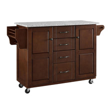 Load image into Gallery viewer, Rolling Eleanor Mahogany Kitchen Island with Ample Storage and Granite Top - Kitchen Furniture Company
