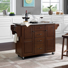 Load image into Gallery viewer, Rolling Eleanor Mahogany Kitchen Island with Ample Storage and Granite Top - Kitchen Furniture Company