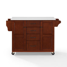 Load image into Gallery viewer, Rolling Eleanor Mahogany Kitchen Island with Ample Storage and White Granite Top - Kitchen Furniture Company