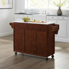 Load image into Gallery viewer, Rolling Eleanor Mahogany Kitchen Island with Ample Storage and White Granite Top - Kitchen Furniture Company