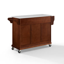 Load image into Gallery viewer, Full Size Mahogany Kitchen Cart with White Granite Top Sturdy Casters - Kitchen Furniture Company