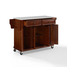 Load image into Gallery viewer, Full Size Mahogany Kitchen Cart with White Granite Top Sturdy Casters - Kitchen Furniture Company