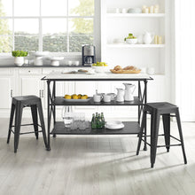 Load image into Gallery viewer, French 3Pc Island &amp; 2 Piece Stool Set Matte Black Large Storage Shelves 13032 - Kitchen Furniture Company