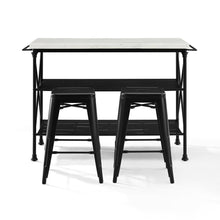 Load image into Gallery viewer, French 3Pc Island &amp; 2 Piece Stool Set Matte Black Large Storage Shelves 13032 - Kitchen Furniture Company