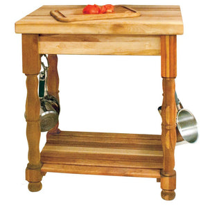 2 1/2 inch Thick Butcher Block Table w/ Hanging S Hooks 1471 - Kitchen Furniture Company