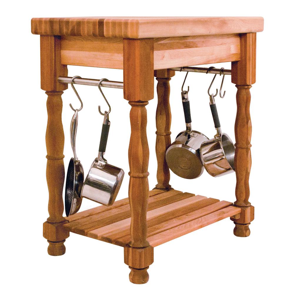 2 1/2 inch Thick Butcher Block Table w/ Hanging S Hooks 1471 - Kitchen Furniture Company