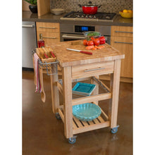 Load image into Gallery viewer, All Natural Wood Personal Chef&#39;s Prep Station W/ Wired Rack Storage JET1225 - Kitchen Furniture Company