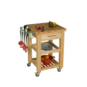All Natural Wood Personal Chef's Prep Station W/ Wired Rack Storage JET1225 - Kitchen Furniture Company
