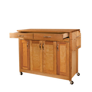 Full Size Natural Kitchen Cart with Butcher Block Top and Locking Casters 53220 - Kitchen Furniture Company