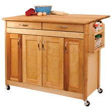 Load image into Gallery viewer, Portable Natural Kitchen Cart with Butcher Block Top and Drop Leaf 53228 - Kitchen Furniture Company