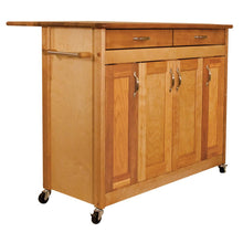 Load image into Gallery viewer, Portable Natural Kitchen Cart with Butcher Block Top and Drop Leaf 53228 - Kitchen Furniture Company