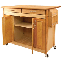 Load image into Gallery viewer, Portable Natural Kitchen Cart with Butcher Block Top and Drop Leaf 53228 - Kitchen Furniture Company