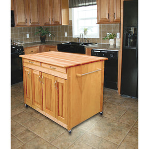 Deep Storage Work Center Island With Locking Caster's 54230 - Kitchen Furniture Company