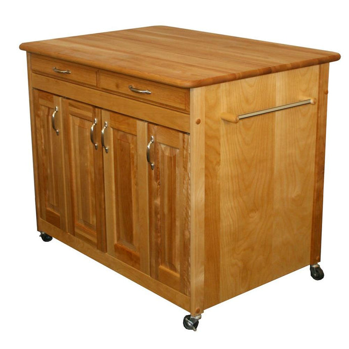 Deep Storage Work Center Island With Locking Caster's 54230 - Kitchen Furniture Company