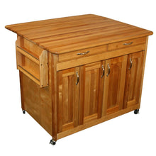 Load image into Gallery viewer, Natural Kitchen Cart With Butcher Block Top and Locking Caster&#39;s 54238 - Kitchen Furniture Company