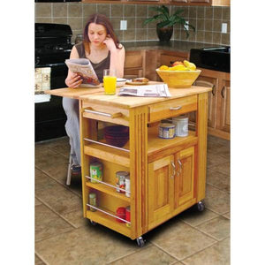 Heart-Of-The-Kitchen Natural Wood Kitchen Cart with Storage 1544-15445 - Kitchen Furniture Company
