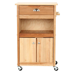 Natural Wood Kitchen Cart with Storage and Casters 1569 - Kitchen Furniture Company