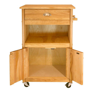 Natural Wood Kitchen Cart with Storage and Casters 1569 - Kitchen Furniture Company
