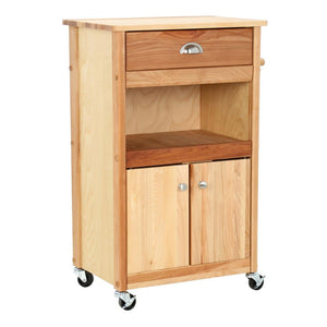 Natural Wood Kitchen Cart with Storage and Casters 1569 - Kitchen Furniture Company