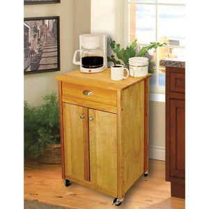 Natural Wood Kitchen Cart with Towel Rack 51527 - Kitchen Furniture Company